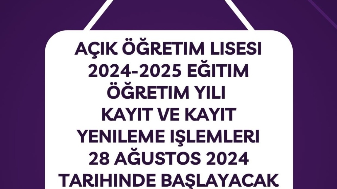 Açık Öğretim Lisesi 2024-2025 Eğitim Öğretim yılı 1. Dönem Kayıtları Başladı